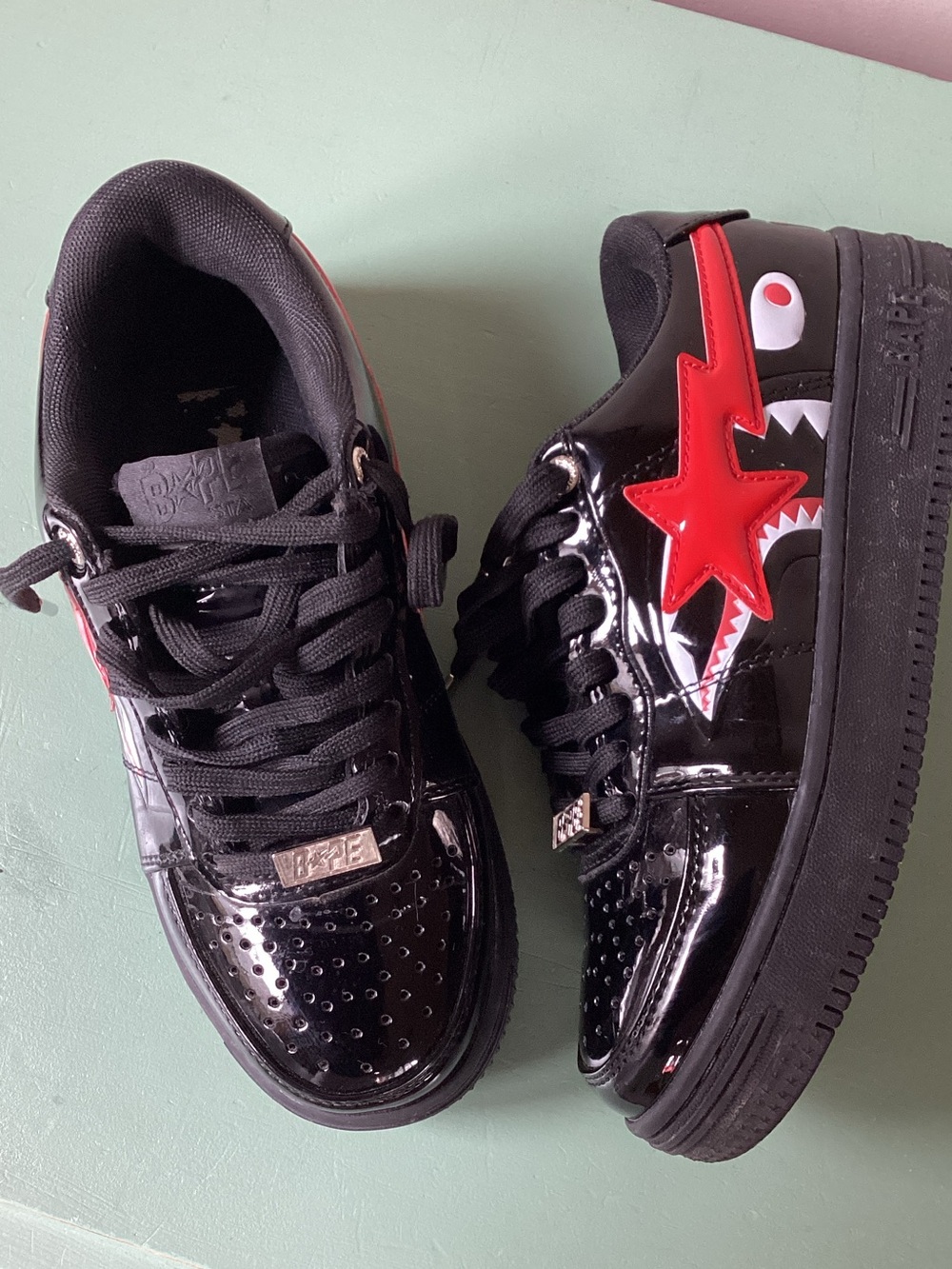Bape Size 24 CM / 5.5 U.S. Black Patent Leather Sneakers